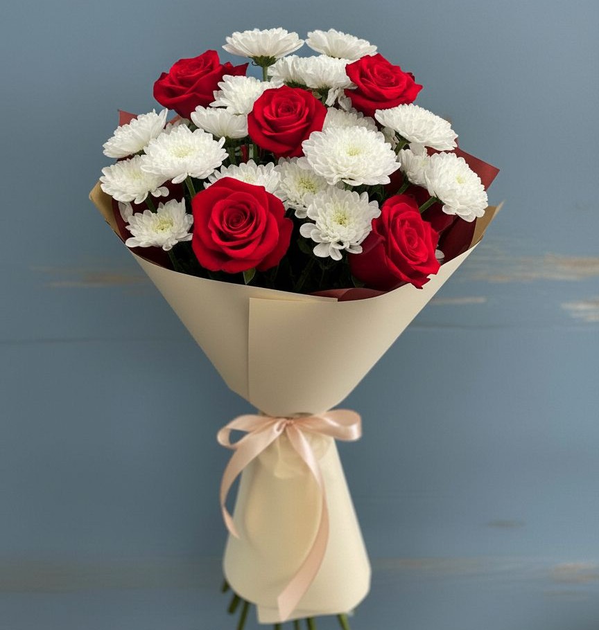 Букет цветов из: Розы и Хризантемы в Юдино Республика Татарстан