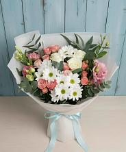 Букет цветов из:  Розы, Лизиантусы и Хризантемы в Юдино Республика Татарстан