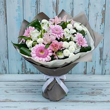 Букет цветов из:  Герберы, Альстромерии и Хризантемы в Юдино Республика Татарстан