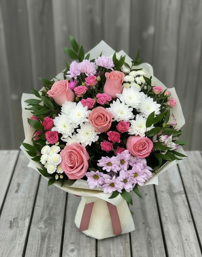 Букет цветов из: Альстромерии, Гвоздики, Розы и Хризантемы в Юдино Республика Татарстан