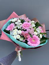 Букет цветов из:  Герберы, Альстромерии и Хризантемы в Юдино Республика Татарстан