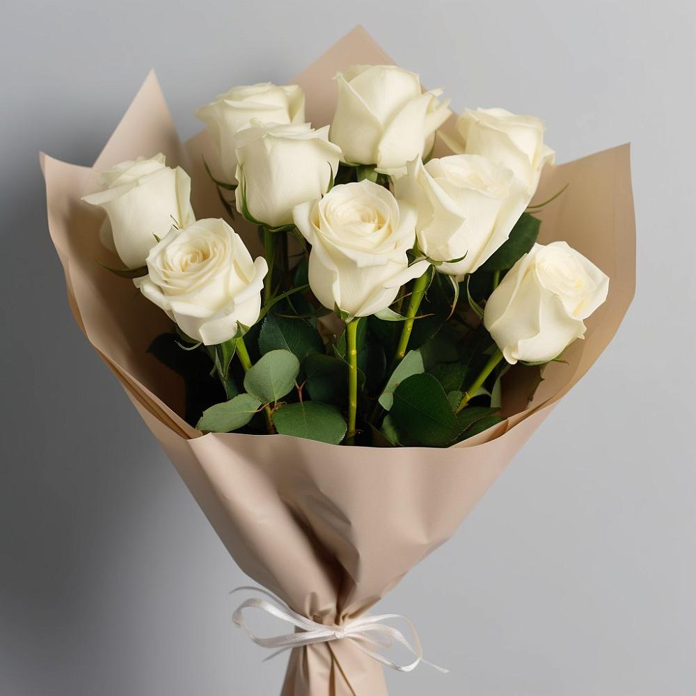 Букет 9 Белых роз Эдлесс Лав в Юдино Республика Татарстан