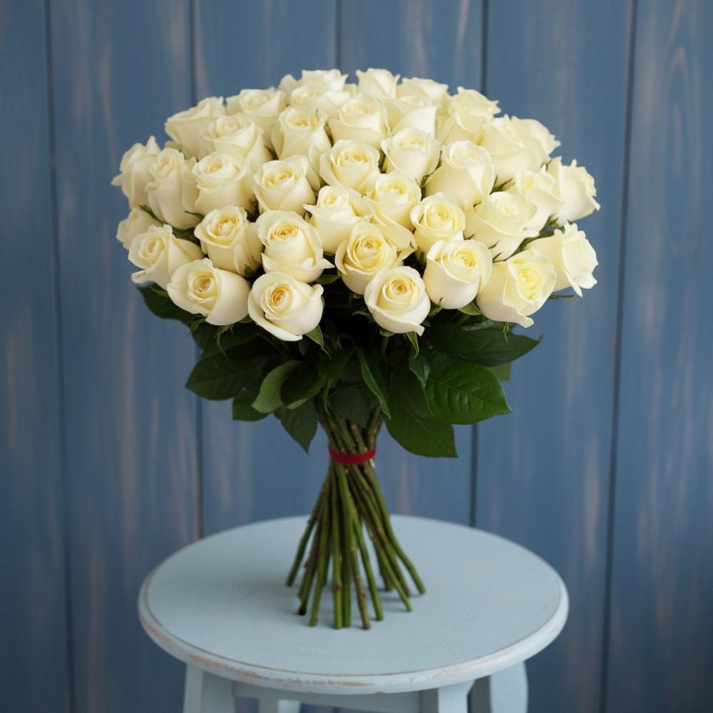 Букет 51 Белая роза Эдлесс Лав в Юдино Республика Татарстан