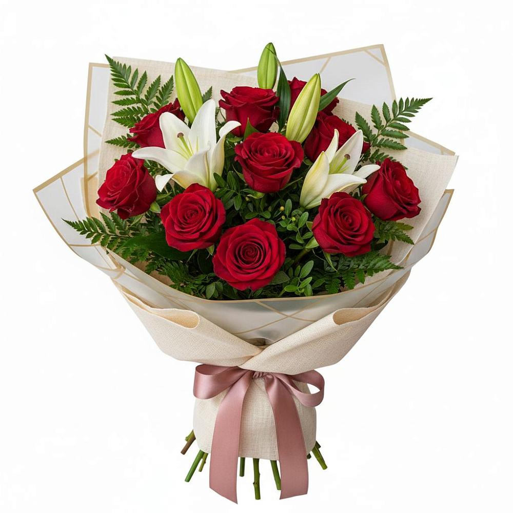 Букет цветов из: Лилии и Розы в Юдино Республика Татарстан