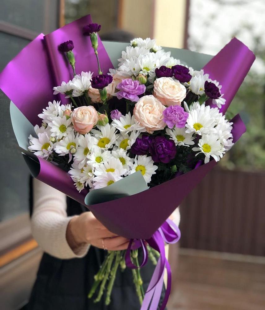 Букет цветов из: Хризантемы, Гвоздики и Розы в Юдино Республика Татарстан