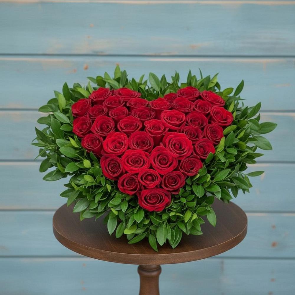 Цветочная композиция из Розы в виде сердца в Юдино Республика Татарстан