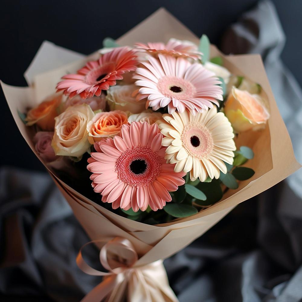 Букет цветов из: Герберы и Розы в Юдино Республика Татарстан