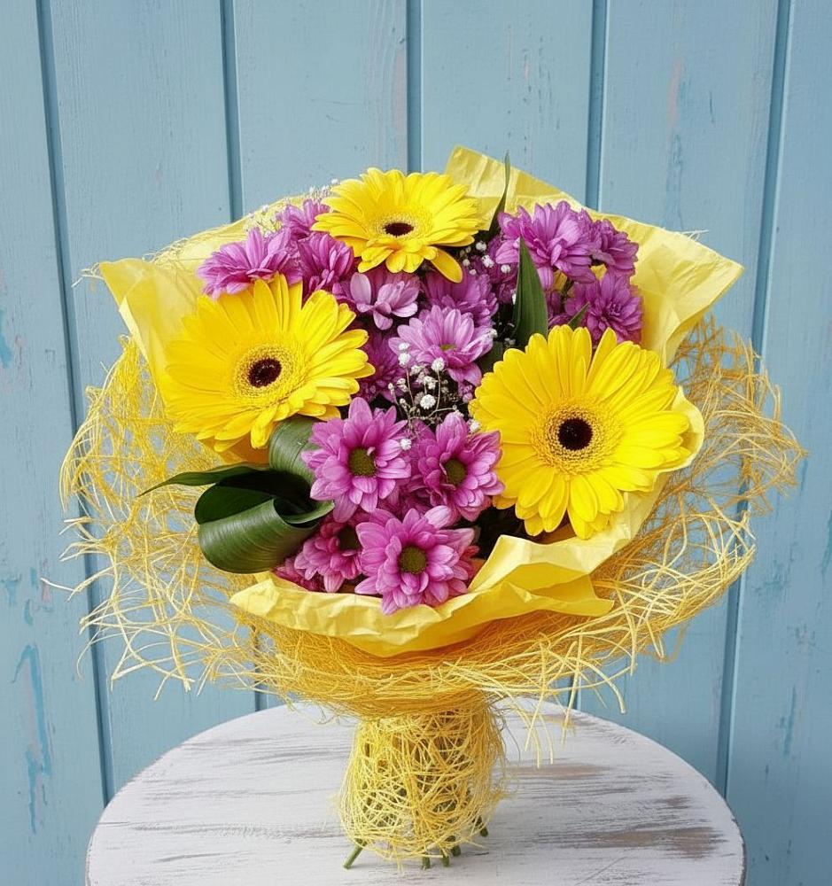 Букет цветов из: Хризантемы и Герберы в Юдино Республика Татарстан