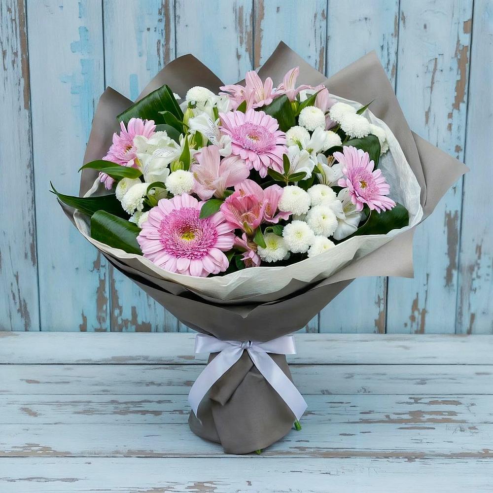 Букет цветов из: Герберы, Альстромерии и Хризантемы в Юдино Республика Татарстан
