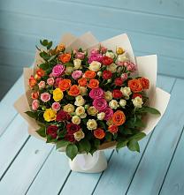 Букет Микс из разноцветных кустовых роз в Юдино Республика Татарстан